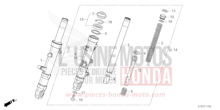 FRONT FORK for Forza 350 MAT PEARL PACIFIC BLUE (PB397) from 2021